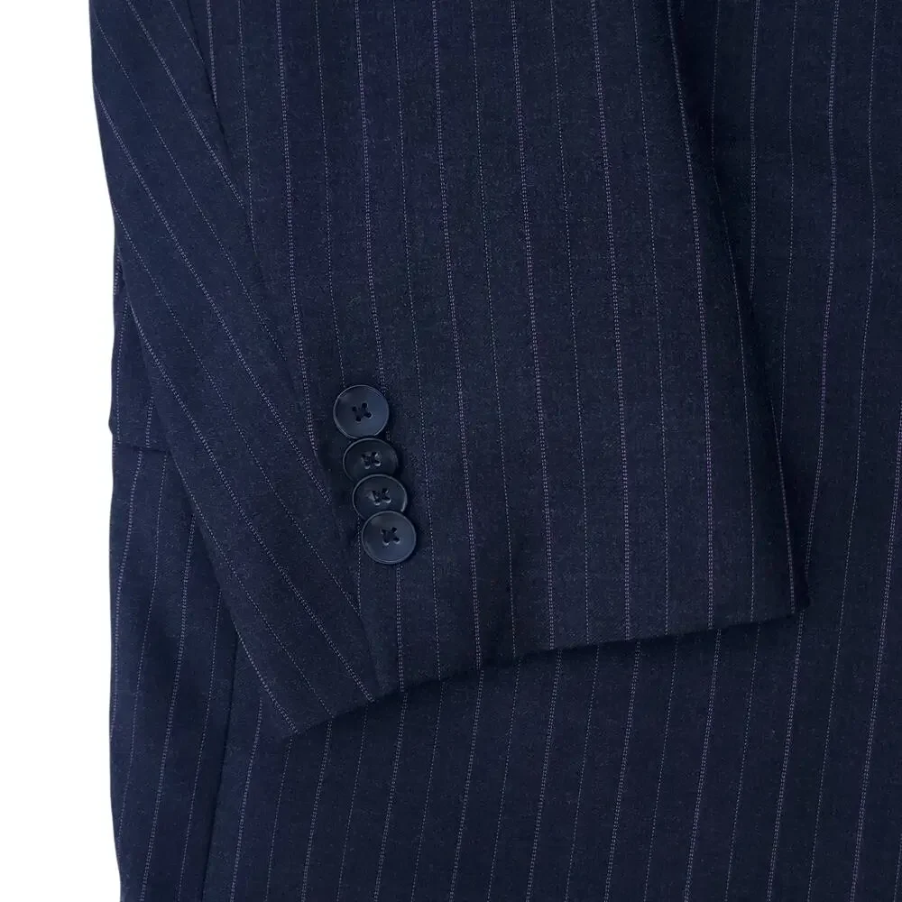 Hart Schaffner Marx 2pc Suit Blue Wool Pinstripe Jacket 48R 53x30.5 Pant 41x27